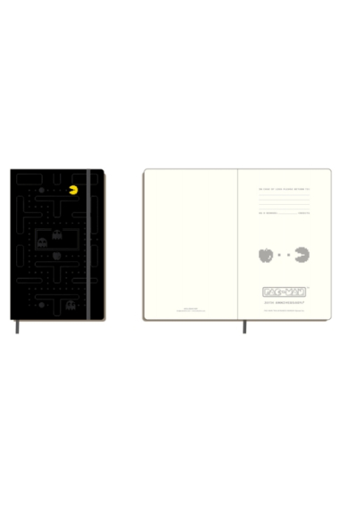 Moleskine* PAC-MAN Rayas Large (cartoné-negro)