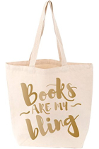 Books Are My Bling Tote (cream): LoveLit Tote Bag