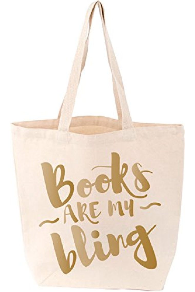 Books Are My Bling Tote (cream): LoveLit Tote Bag