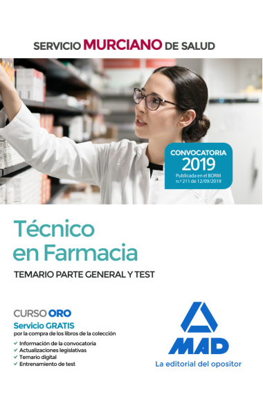 Técnico en Farmacia del Servicio Murciano de Salud. Temario parte general y test