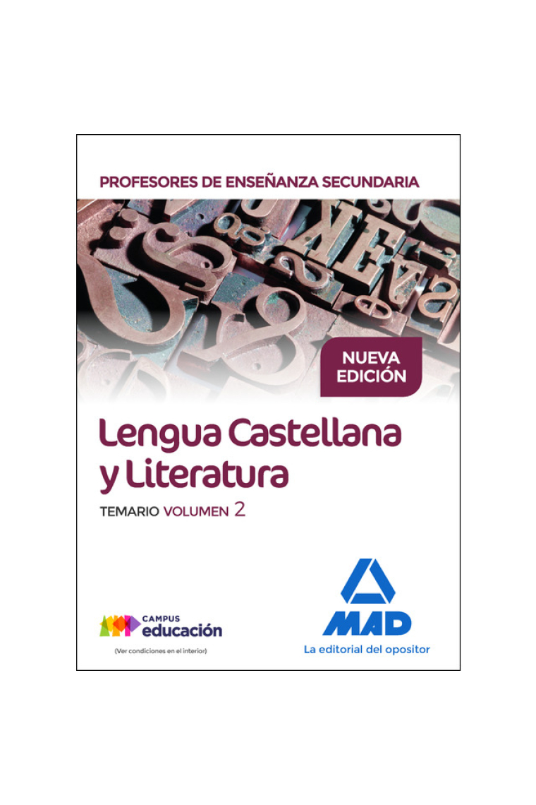 Cuerpo de Profesores de Enseñanza Secundaria. Lengua Castellana y Literatura. Temario. Volumen 2