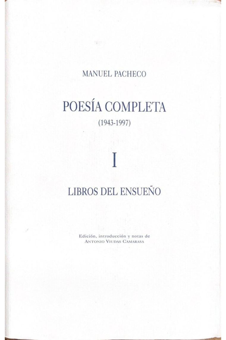 POESIA COMPLETA MANUEL PACHECO TOMO I