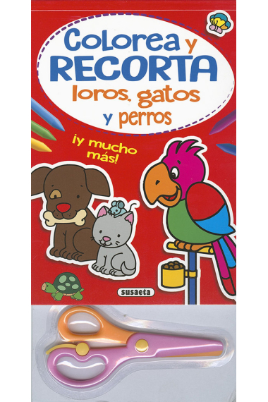 Colorea y recorta - Loros, gatos y perros