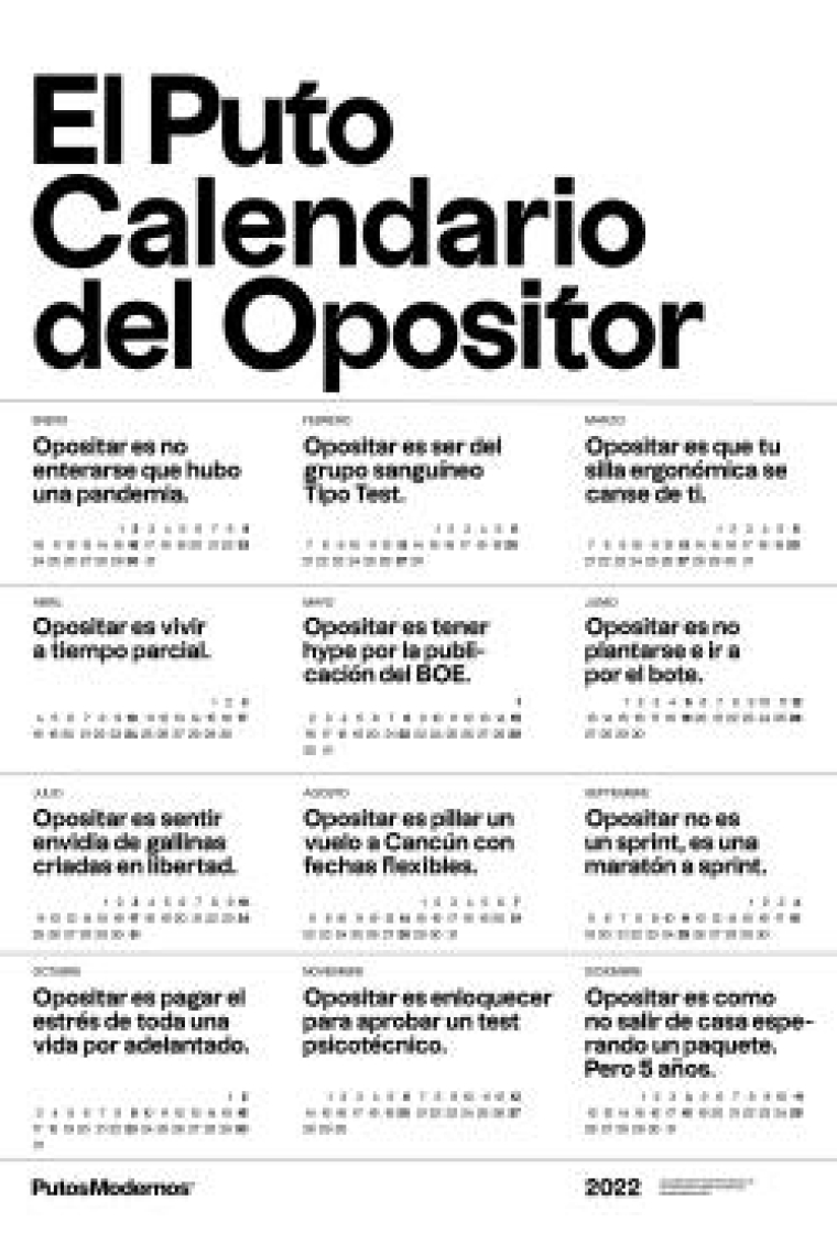 El Puto Calendario del Opositor 2022