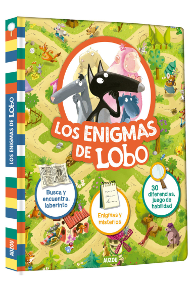 Los enigmas de Lobo. Busca y encuentra y laberinto. Enigmas y misterios. 30 diferencias y juego de h