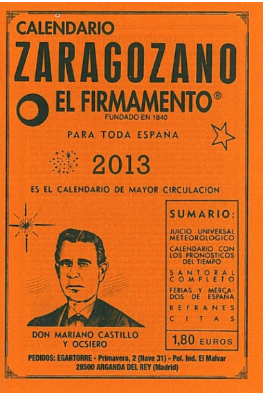 Calendario Zaragozano. El firmamento (Año 2013)