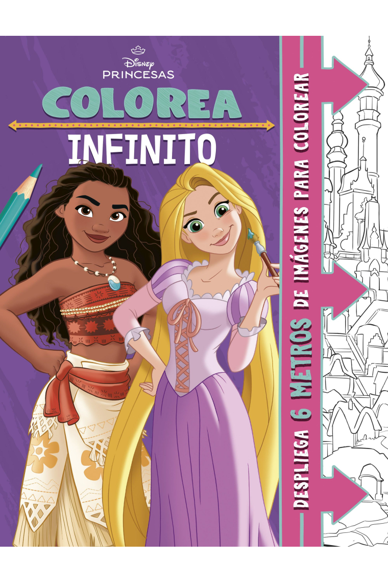 Princesas. Colorea infinito. 6 metros de imágenes para colorear