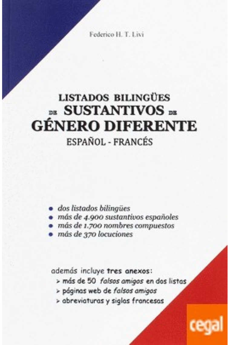 Listados bilingües de sustativos de género diferente español-francés (Nivel A2)