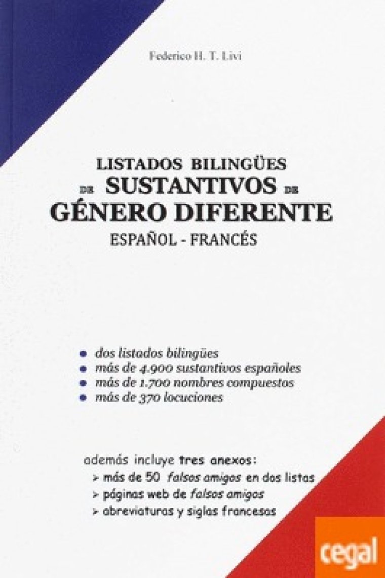 Listados bilingües de sustativos de género diferente español-francés (Nivel A2)