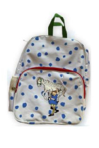 Mochilas Pippi Calzaslargas blanca con topos azules