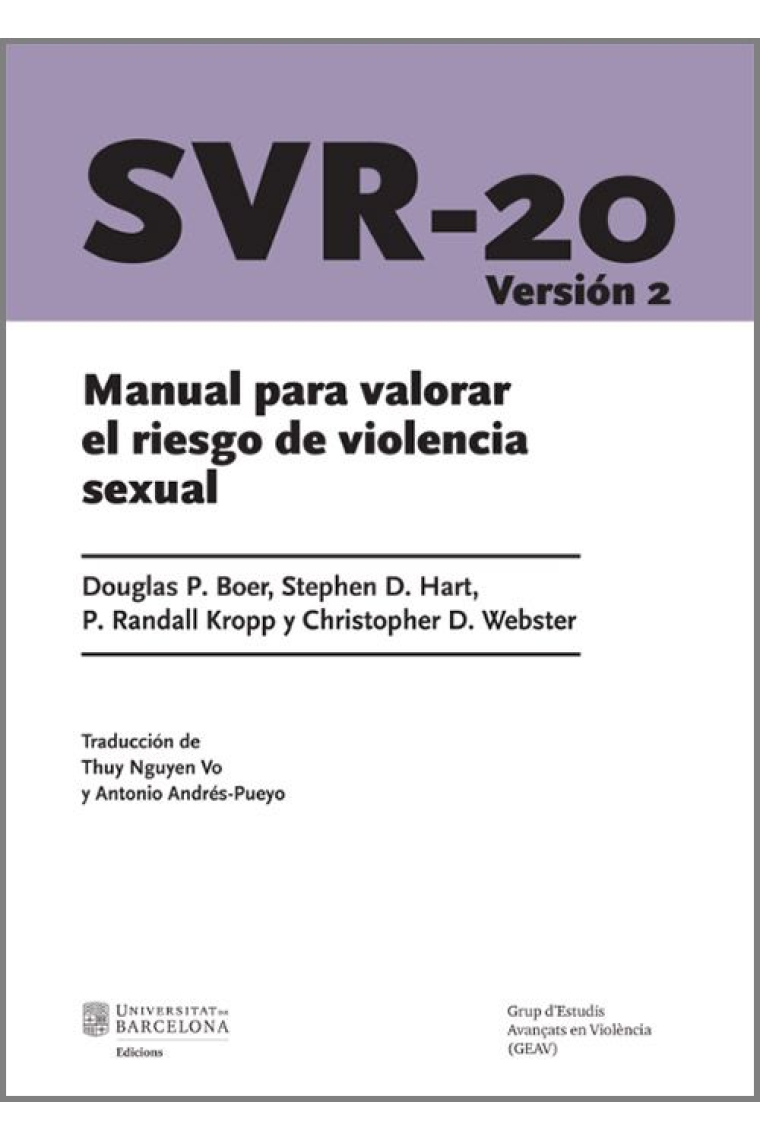 SVR-20. Manual para valorar el riesgo de violencia sexual. Versión 2