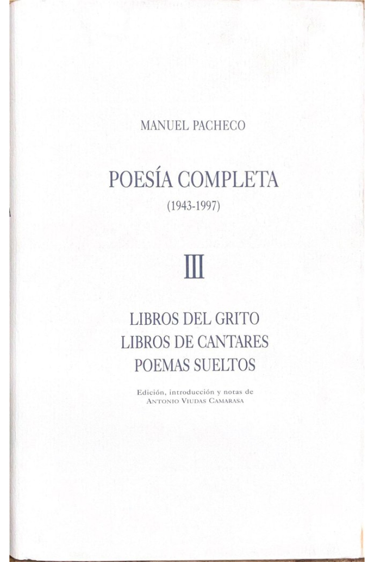 POESIA COMPLETA MANUEL PACHECO TOMO III