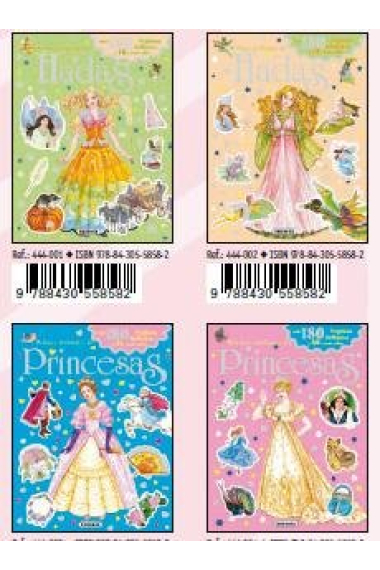 Mi libro brillante de hadas y princesas con pegatinas (4 títulos)