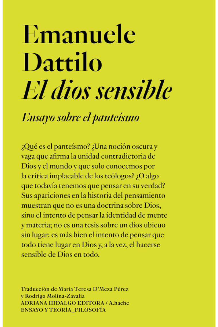El dios sensible: ensayo sobre el panteísmo