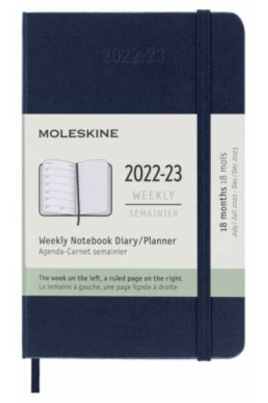 Moleskine* Agenda Semanal 18 meses Pocket (cartoné-azul ceniza)