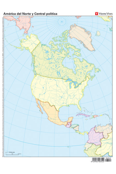 MAPA MUDO AMERICA NORTE POLITICO COLOR VIC