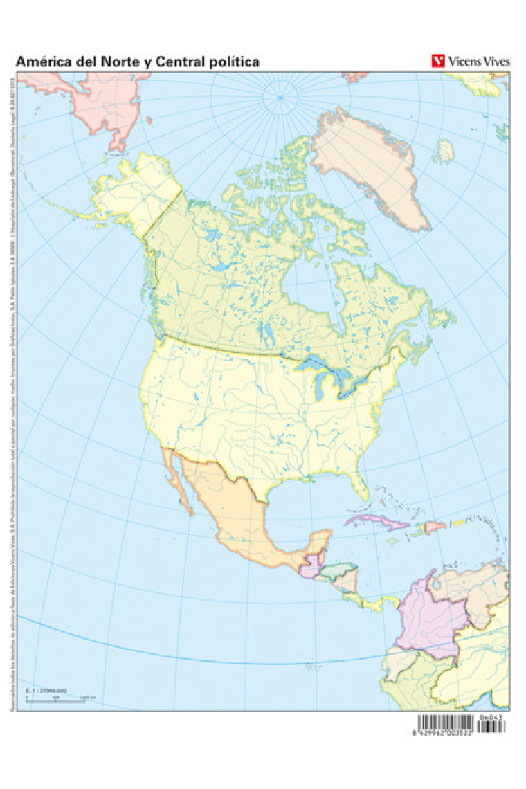 MAPA MUDO AMERICA NORTE POLITICO COLOR VIC