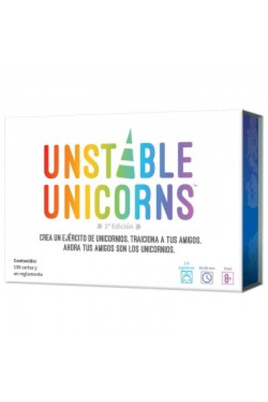 Unstable Unicorns. Crea un ejército de unicornios. Traiciona a tus amigos. Ahora tus amigos son los unicornios