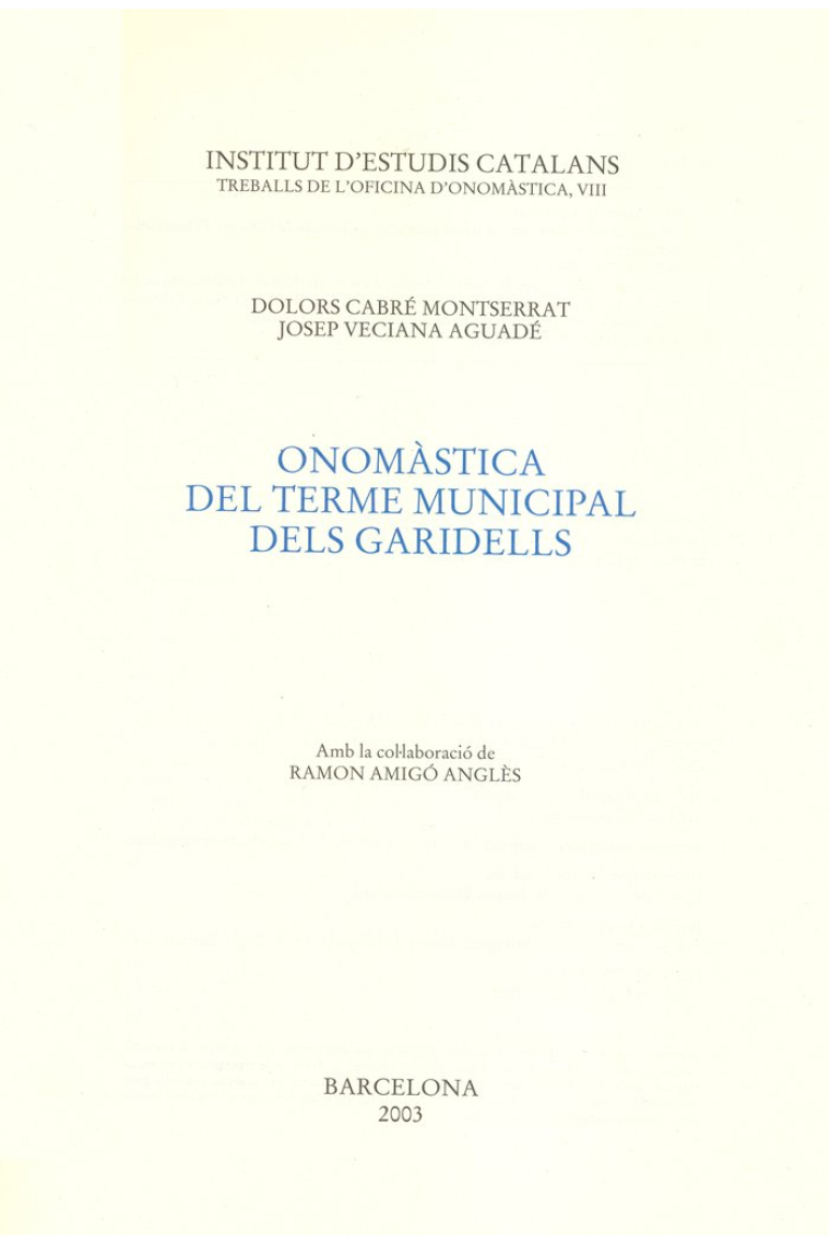 Onomàstica delterme municipal dels Garidells