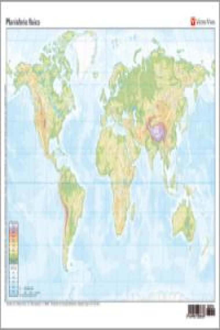MAPA MUDO PLANISFERIO FISICO COLOR