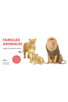 Familias animales. Juego de memoria de tres. Busca las tres cartas de cada familia