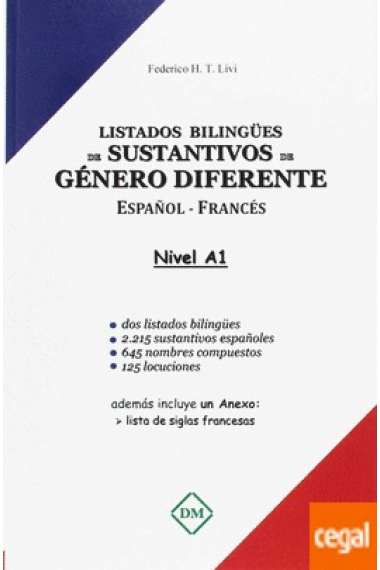 Doble listado bilingüe de sustantivos de género diferente. Español-Francés