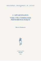 L'appartenance vers une cosmologie phénoménologique