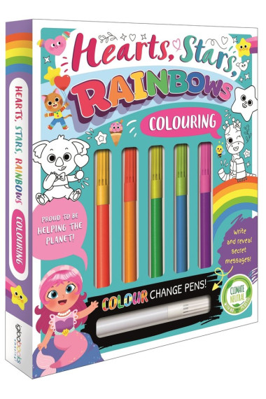 HEARTS STARS RAINBOWS COLOURING