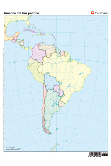 MAPA MUDO AMERICA SUR POLITICO COLOR VIC