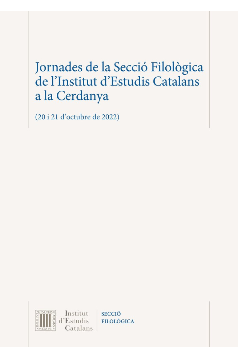 JORNADES DE LA SECCIO FILOLOGICA DE LINSTITUT D'ESTUDIS CAT