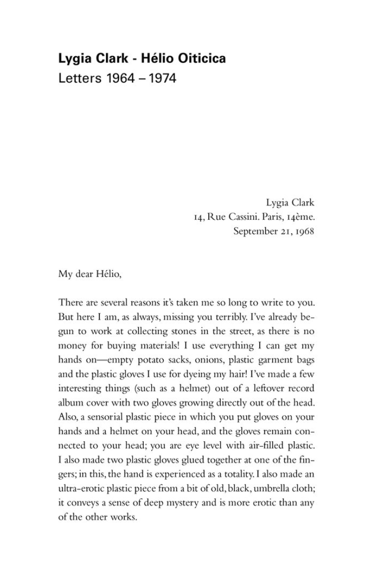 Lygia Clark - Hélio Oiticica. Letters 1964 - 1974