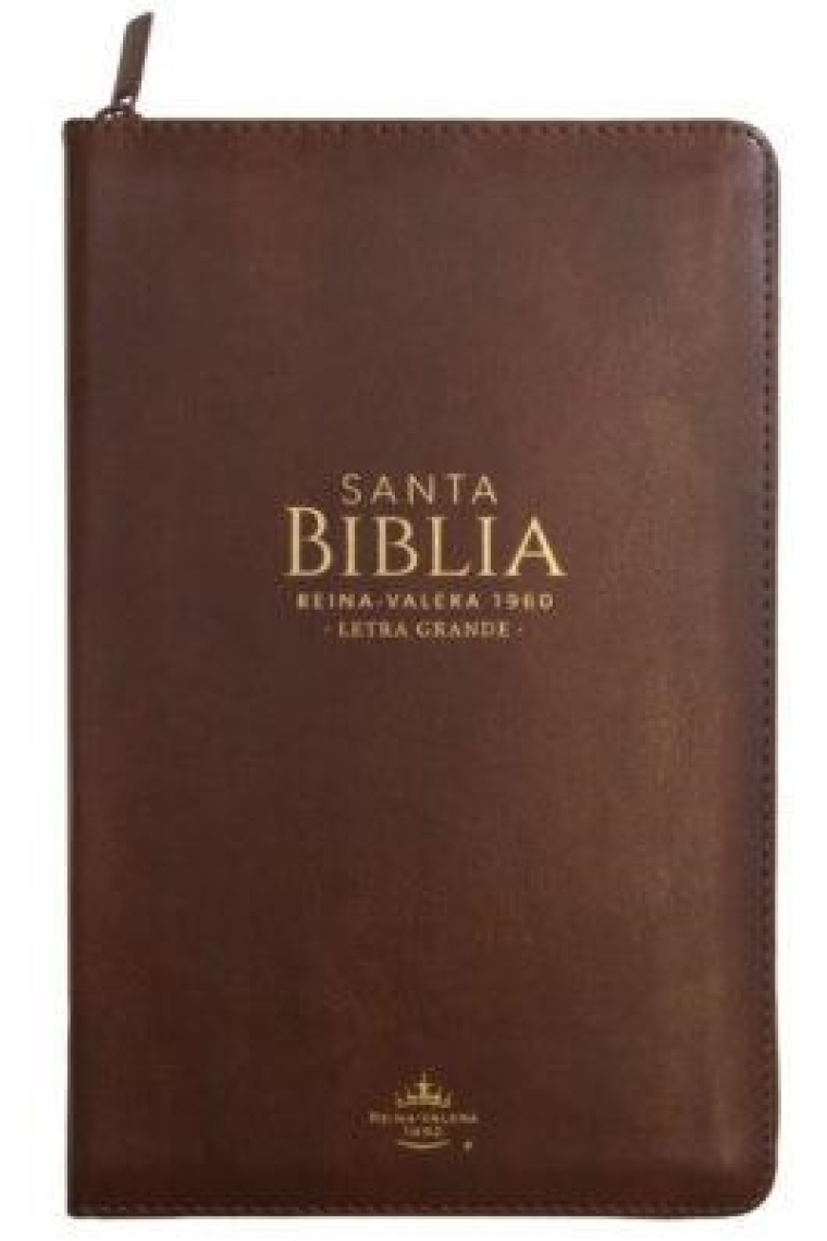 Biblia RVR60 Tamaño Manual Letra grande i/piel café con cierre (plus)