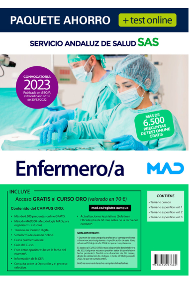 Compra anticipada Paquete Ahorro Test ONLINE Enfermero/a Servicio Andaluz de Salud