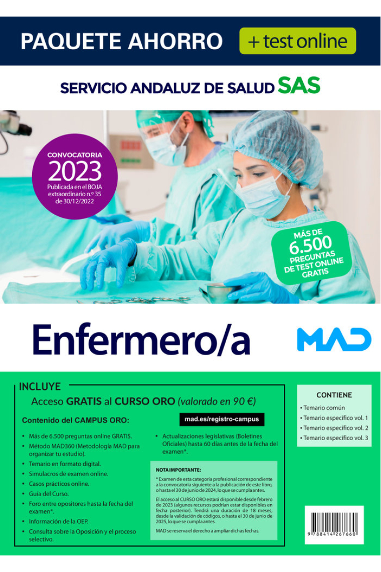 Compra anticipada Paquete Ahorro Test ONLINE Enfermero/a Servicio Andaluz de Salud