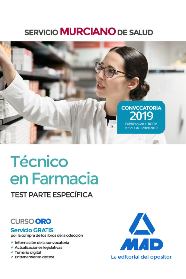 Técnico en Farmacia del Servicio Murciano de Salud. Test temario parte específica