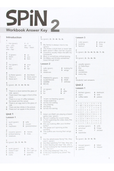 Spin 2 Workbook Answer Key