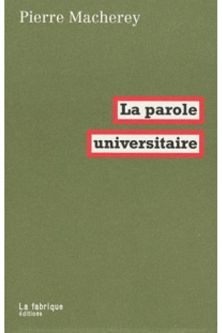 La parole universitaire