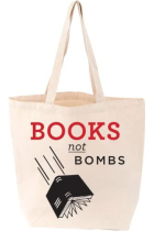 LoveLit Books not Bombs Tote bag