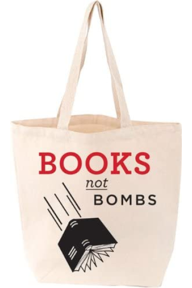 LoveLit Books not Bombs Tote bag