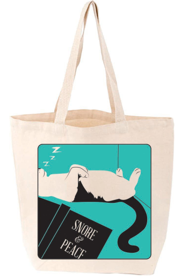 Love Lit Snore & Peace Cat Tote Bag