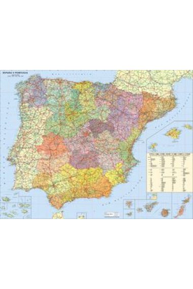 Mapa mural  de España y Portugal (en castellano, ingles, frances, aleman, ruso e italiano) 125x97cms Escala 1:1.000.000