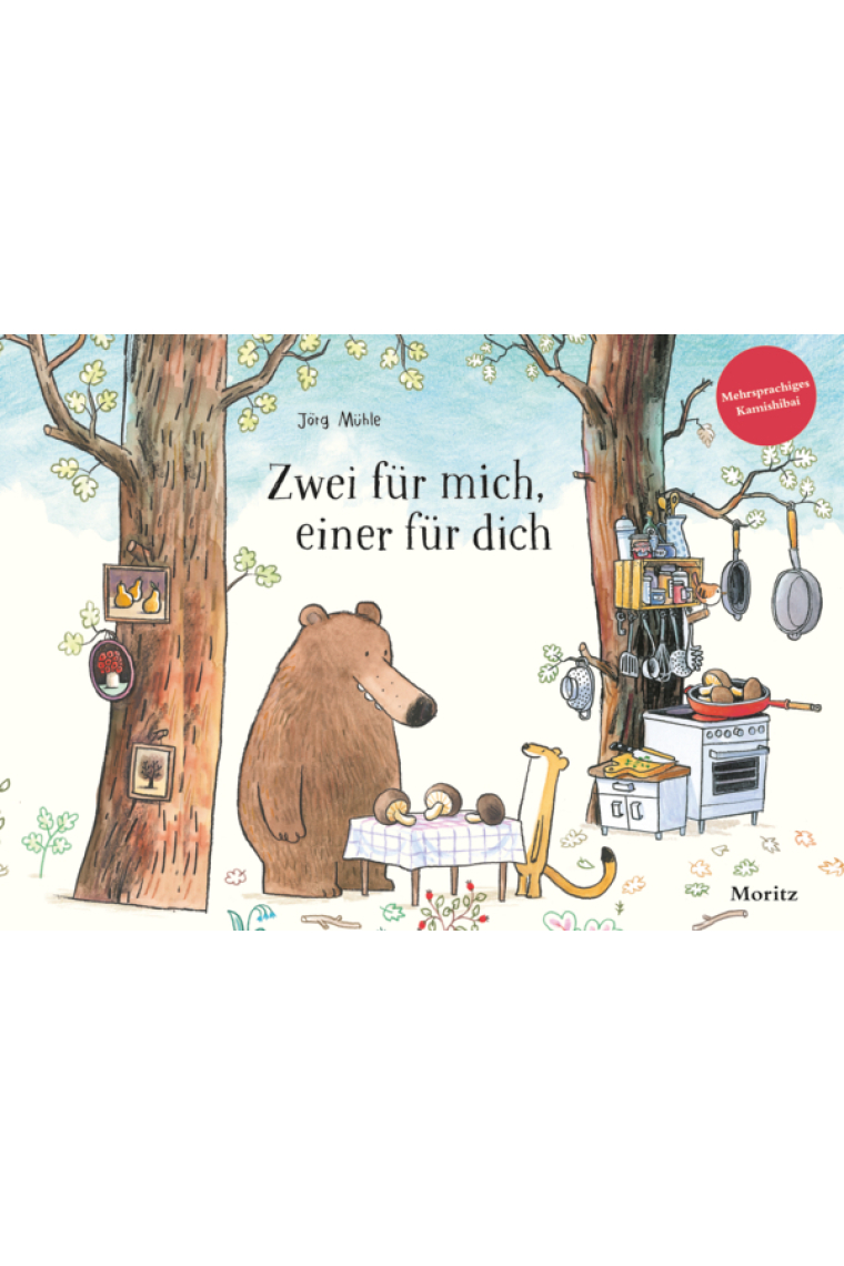 Zwei für mich, einer für dich Fünfsprachiges Bildkartenset für Kamshibai, Deutsch - Arabisch - Englisch - Polnisch - Türkisch.