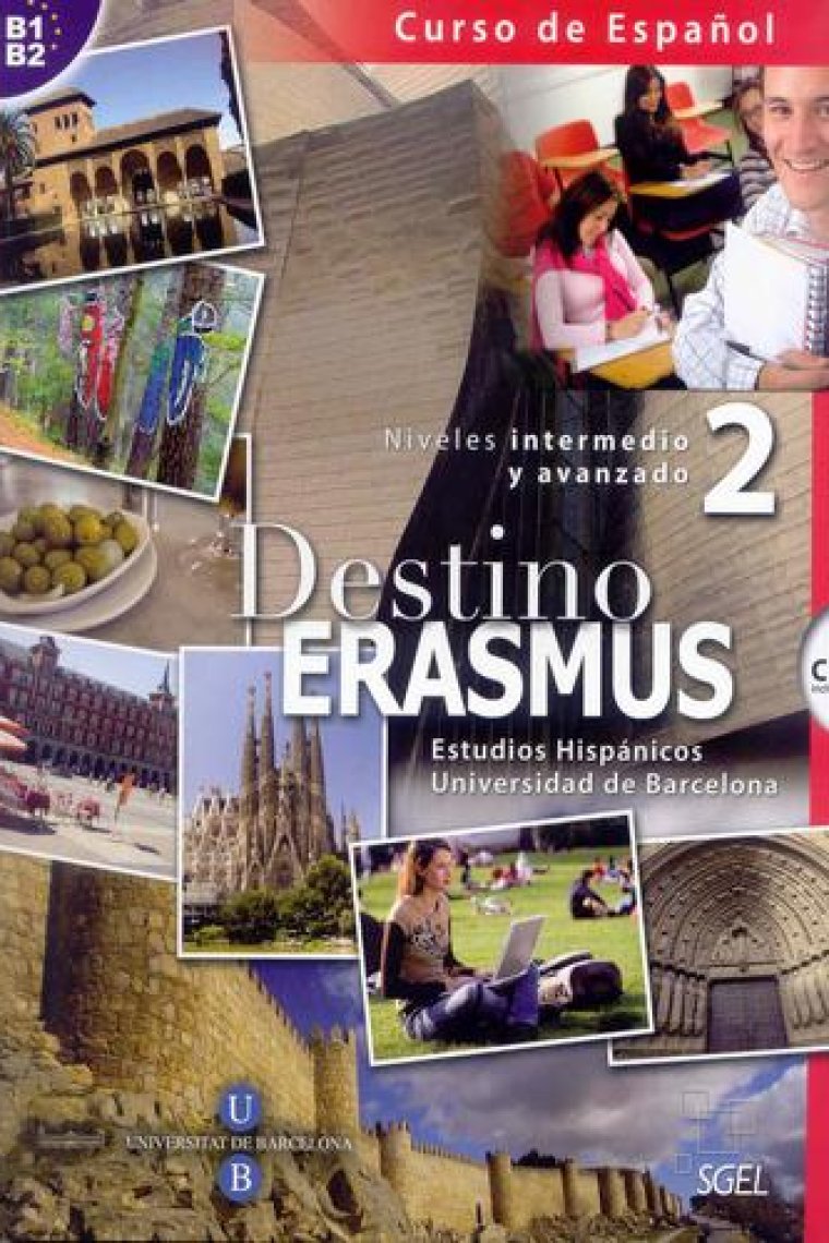 Destino Erasmus 2 Intermedio (B1-B2) Libro de alumno + cuaderno de ejercicios + Cd-audio