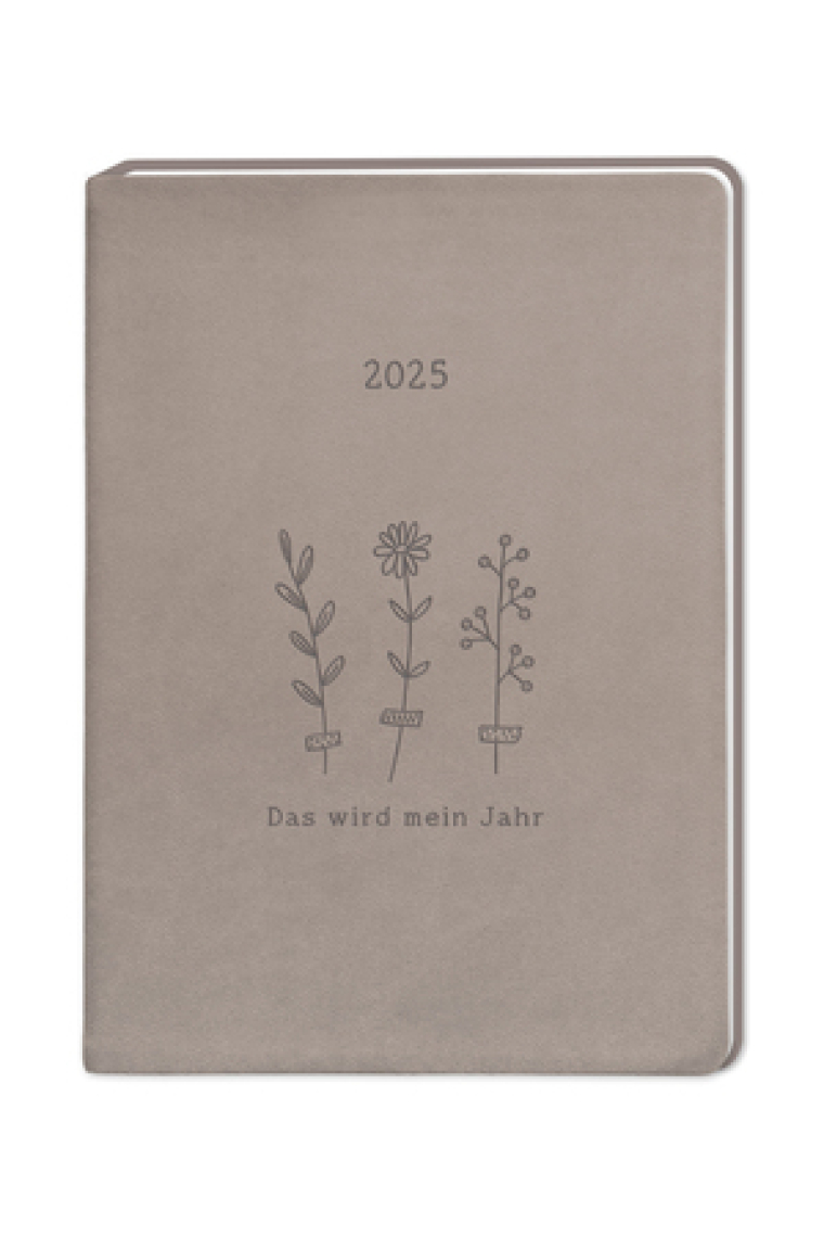 Terminplaner Lederlook 2025 Taupe