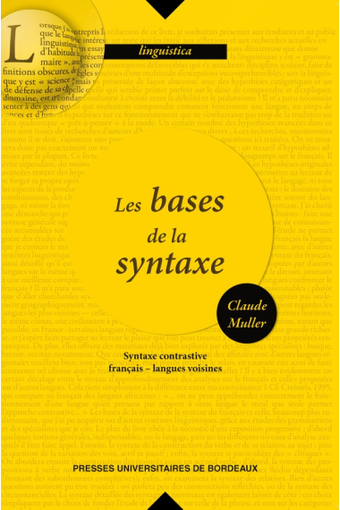 Les bases de la syntaxe. Syntaxe contrastive français-langues voisines