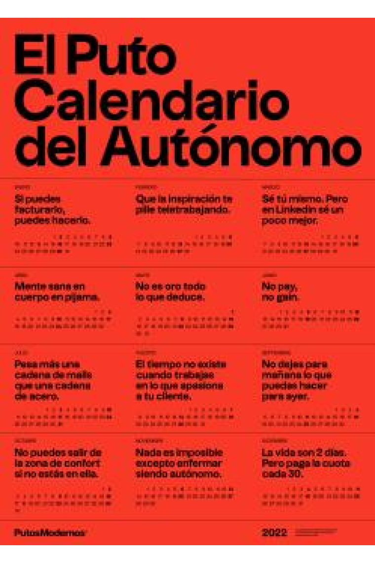 El Puto Calendario del Autónomo 2022