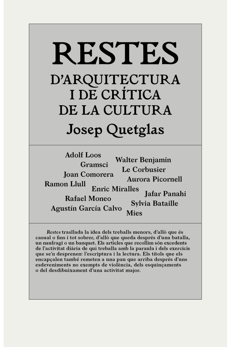 Restes d'arquitectura i crítica de la cultura