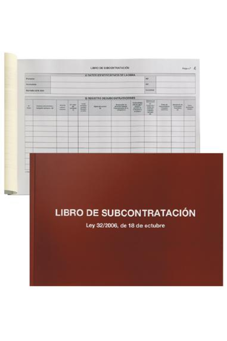 Llibre de Subcontractació / Libro de Subcontratación (Llei 32/2006, de 18 d'octubre)