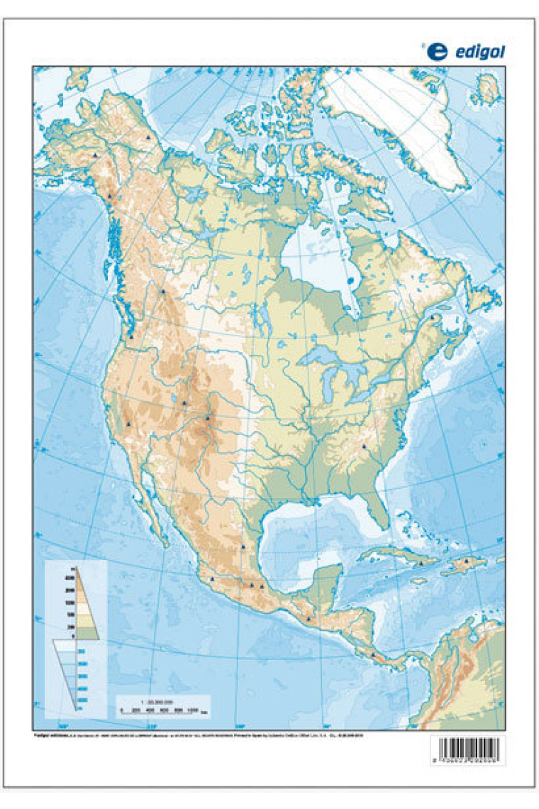 América del Norte, f¡sico. Mapa mudo de ejercicios