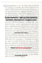 Lexicografía y metalexicografía. Estudios, propuestas y comentarios